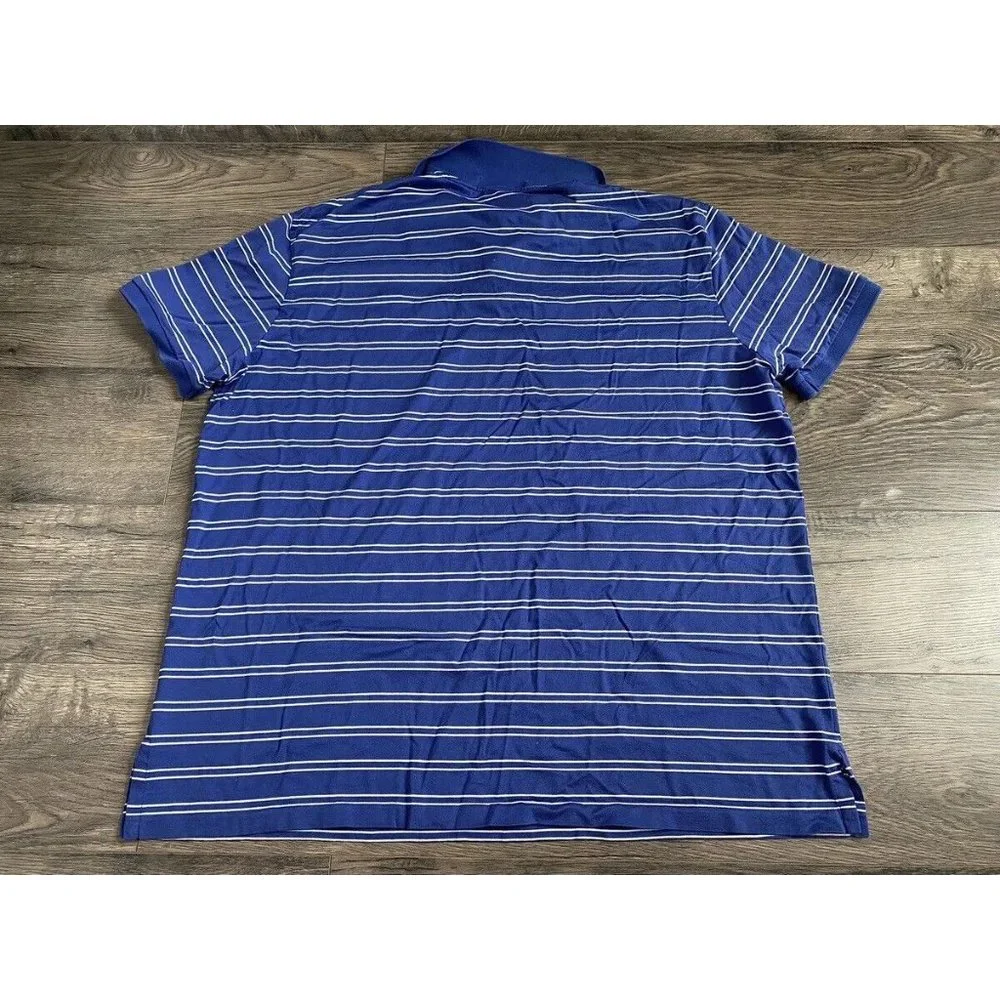 Polo by Ralph Lauren Blue White Striped Polo with Pink Pony